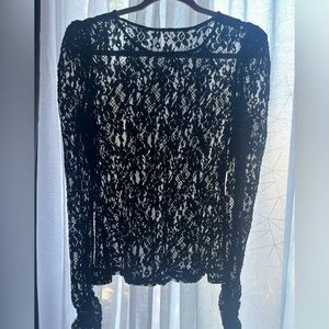 Elegant Black Lace Long Sleeve Top